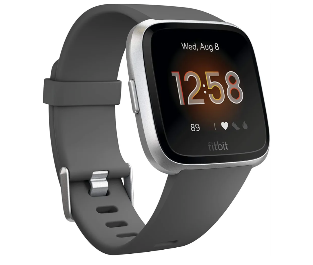 Fitbit Versa Lite Smartwatch,GPS,Charcoal/Silver Aluminum, One Size (S & L Bands Included)