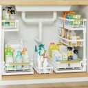 Under Sink Organizer and Storage for Bathroom and Kitchen - 2 Pack 3 Tier Under Cabinet Pull Out Shelf Organizers - Slide Out Drawer Organization for Home Cabinets Shelves and Drawers