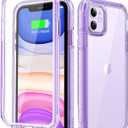 Lifedance for iPhone 11 Case, Full-Body Rugged Protective Case with Built-in Screen Protector, 10 FT Military Grade Drop Protection Heavy Duty Shockproof Phone Case for iPhone 11, Clear Purple
