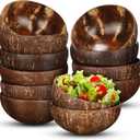 Bokon 12 Pcs Coconut Shell Bowls Polished Wooden Bowls Natural for Smoothie Acai Salad Vegan Gifts Kitchen Decor (Large)