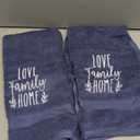 Artoid Mode 2 Pcs Navy Blue Love Family Home Embroidered Hand Towels for Bathroom, Cotton Soft Absorbent Farmhouse Decor Towels, 13.7 x 29.5 Inch