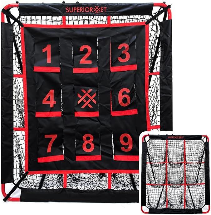 5x4FT Baseball Rebounder Net for Pitching and Batting Training Multi-Sport Pitch Back Bounce Net Softball, Soccer & Basketball Training Equipment for Kids and Adults