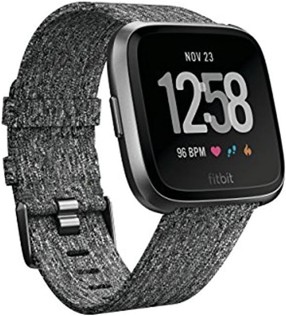 Fitbit Versa Special Edition Smart Watch, Charcoal Woven, One Size (S & L Bands Included)