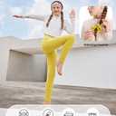PATPAT Girls Athletic Leggings with Pocket, Buttery-Soft & Ultra-Stretchy Yoga Pants for Running Dance Workout Casual, Skinny-Bottom (Regular), Ginger, US12/L (Yellow)