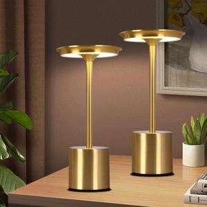 Cordless Table Lamp 2 Pack, Rechargeable Portable Battery Operated Table Light, Touch Control 3 Color Stepless Dimming LED Table Lamp, for Bedroom/Restaurant/Outdoor/Patio (Gold)