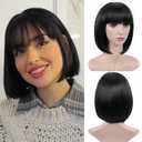 MOSINA Black Bob Wig - Short Black Straight Bob Wigs with Bangs for Women, Colorful Short Hair Wig, Cute Synthetic Wig for Cosplay, Daily, Halloween (12inch)