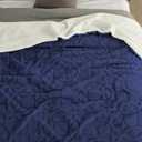 Home Fleece Twin 50x70 Inches Blanket for Couch, Bed, TV, Party, and Gift - 3D Jacquard Decorative Blankets - Cozy Soft Blanket, All Seasons, Flower Navy Blue, 50"x70"