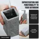 Bathroom Accessories Set - Soap Dispenser, Toothbrush Holder, Soap Dish, Toilet Brush & Toilet Brush Holder - Grey Stone Bathroom Accessories Set - Modern Bathroom Organizer Set (Silver)