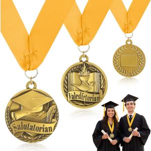 Kenning 2 Pcs Graduation Award Medal Valedictorian Salutatorian Award Medal on Gold Grosgrain Ribbon for 2026 Graduation Students School Education Academics Celebration Recognition Party Supplies