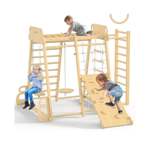 BlueWood Indoor Playground 9-in-1 Jungle Gym Kids Climbing Toys with 7in1 Climber Set