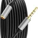 Audio Mic Extension Cable 1.5Ft,3.5mm Aux Headphone Extender 4-Pole Jack Plug Extension Lead Stereo Male to Female Braided Cord for Headset,Laptop,Phone,Switch Lite,Car,PS4,Xbox and more(1.5Ft/0.5M)