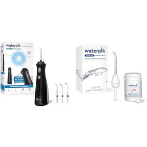 Waterpik Cordless Pearl Water Flosser with 4 Tips and Boost Whitening Tip with 30 Mint Tablets (Black)
