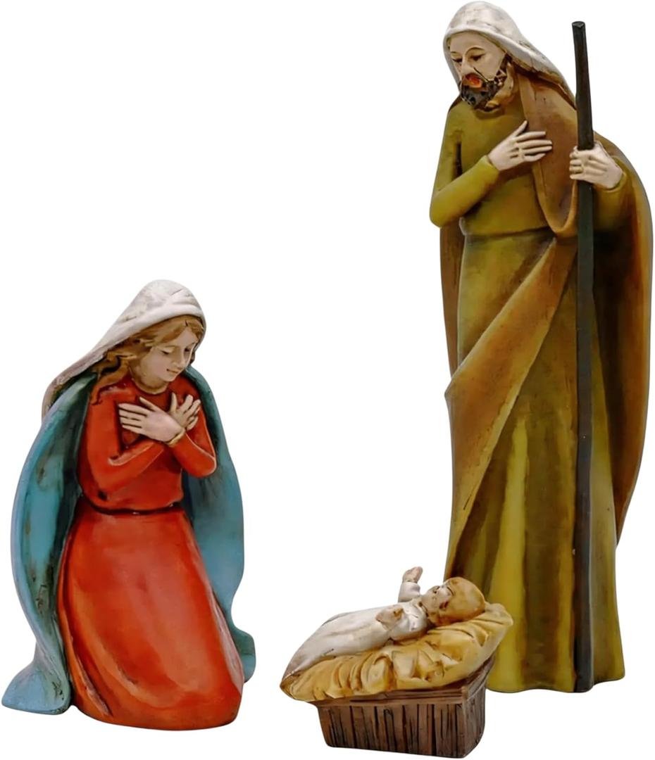 Comfy Hour 5" Holy Family Nativity Scene, Mary Joseph and Christ Child Religious Figurine, Traditional Christmas Manger Statue, Artisan Crafted Home Decor Accent, 1 Piece