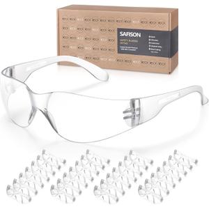 Safety Glasses Bulk 28 Pack Impact & Scratch Resistant Clear Protective Eyewears Polycarbonte PPE Goggles for Construction, Nerf, Shooting, Hospital, Sports