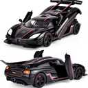 Toy Cars 1/32 Scale Koenigsegg One Diecast Cars,Car Models with Light Sound and Pull Back,Car Toys Birthday Gifts for Boys and Boyfriends (Black), 6.3 x 2.8 x 1.6 inches