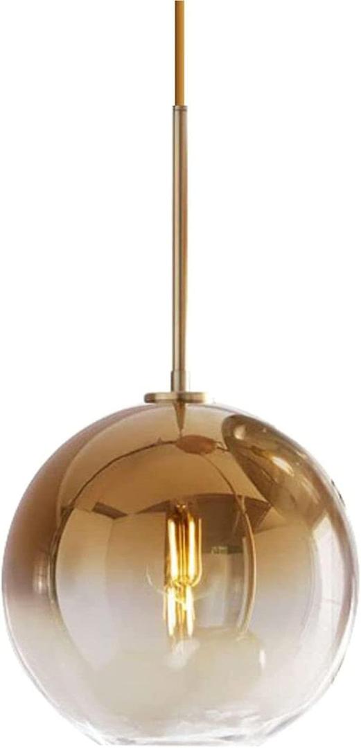 Gradient Color Glass Pendant Light,Modern Glass Hanging Light Chandelier Light (Gold, 25cm)