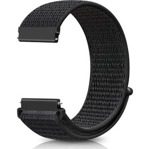 22mm Nylon Quick Release Watch Band Compatible with Samsung Galaxy Watch 3 45mm/Gear S3 Frontier/Garmin Venu 4 45mm/3 45mm/2/Vivoactive 4/Forerunner 570(47mm)/255/265/Amazfit Helio/Bip 6/5/Balance 2 (Dark Black)