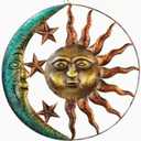 GUAN YANG Metal Sun and Moon Vintage Wall Decor, 46.5x46.5cm Original Design Waterproof Sturdy Easy to Install Boho Celestial Wall Art for Rustic Home Living Room Indoor Outdoor Decor, 18.3"L x 18.3"W
