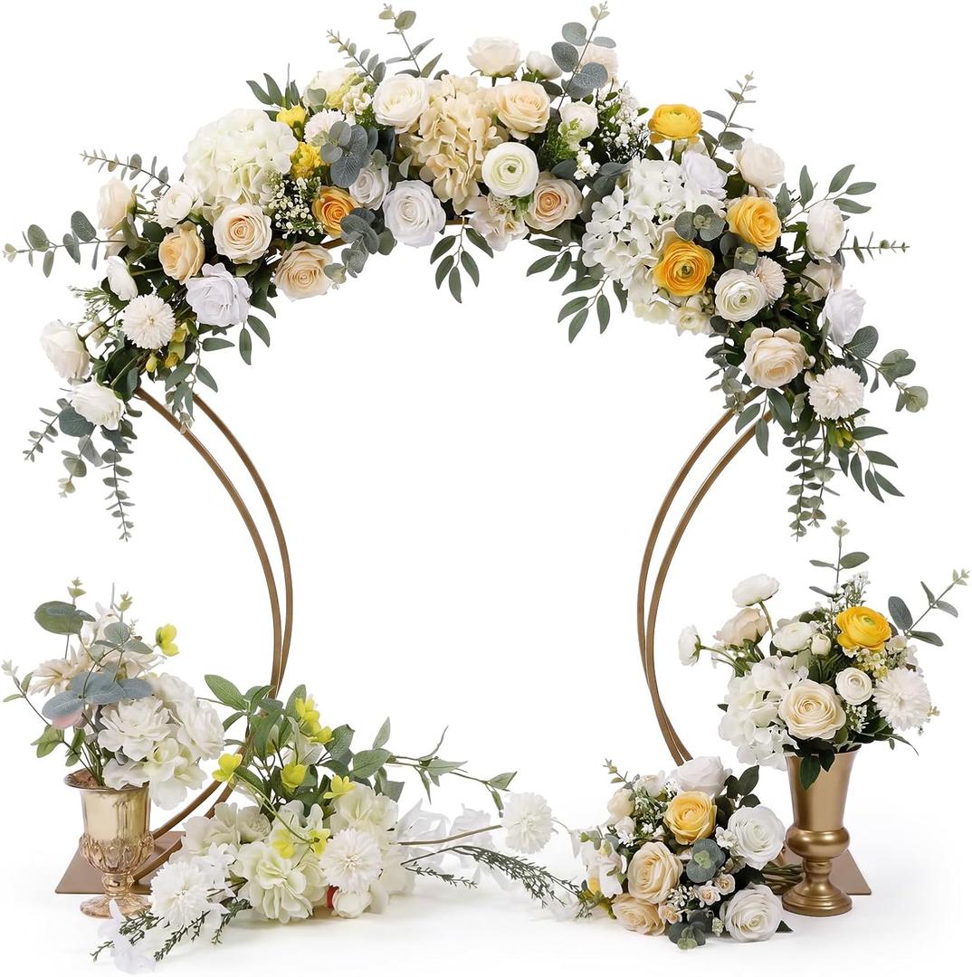 38" Gold Metal Curved Flower Arch Stand, Wedding Centerpiece, 38x35.75x10 inch