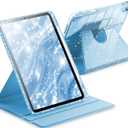 INFILAND Rotating Case for iPad Air 11 Inch M3 2025 / M2 2024, iPad Air 5th Generation/4th Generation 2022/2020 10.9 Inch 360 Cute Glitter Cover with Clear Back, Pencil Holder (Blue)