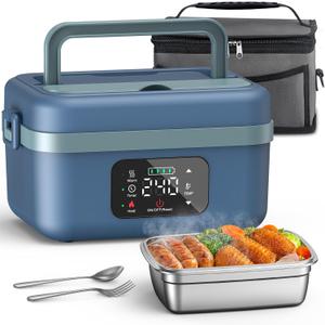 VASG Cordless Electric Lunch Box for Adults, 16000mAh Rechargeable Auto Heated Lunch Box, 1L Portable Self-Heating Food Warmer for Office, Picnic, Car & Outdoor Use (Blue/Green)
