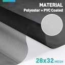 Window Screen,28x32Mesh High Visibility Window Screen Mesh Roll,37.4IN x 16.4FT Polyester Screen Replacement Repair Kit for Window, Door,Patio,Porch