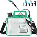 Battery Powered Sprayer 2 Gallon, 7.4V Foldable Electric Pump Sprayer, Weed Sprayer with Waterproof Rechargeable Handle, 5 Mist Nozzles, Retractable Wand, Adjustable Strap for Lawn, Garden, Yard
