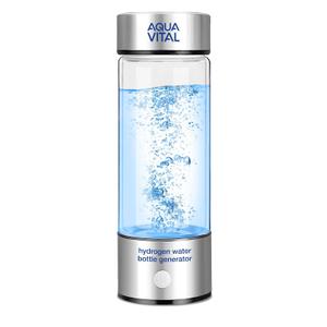 Aqua Vital Hydrogen Water Bottle 2026 Generator 16 oz/470 ml SPE-PEM Ionized H Hydration Bottle USB-C Rechargeable Glass Flask with Auto Shut-Off Portable Sports & Travel Hydrogenated Water Machine