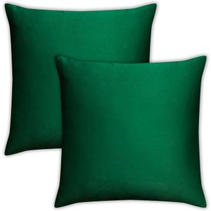 AVKA Studio Heavy Quality Satin Throw Pillow Covers - Emerald Green - Set of 2-12x12 Decorative Pillow Covers - with Lining and Zipper Closure - Faux Silk Luxury Toss Pillow for Couch Sofa - No Insert (12" x 12" (Pack of 2), Emerald Green)
