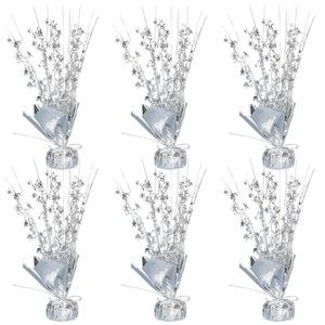 Gyufise 6 Pack Metallic Foil Spray Centerpiece Star Table Decoration Burst Table Centerpieces Table Decor for Birthday Wedding Anniversary Graduation Holiday Party Supplies Silver