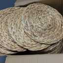 30 Pcs 12 Inch Round Woven Placemats, Water Hyacinth Wicker Place Mats with Napkin Rings Boho Wedding Farmhouse Rustic Woven Chargers Natural Mat Bulk for Wedding Party, Dinner Table
