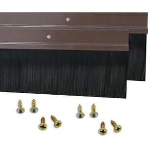 2 Pack Door Bottom Sweep, h-Shape Aluminum Alloy Holder Door Sweep for Bottom of Door with 1.6" Brwon Nylon Brush, 39.37"x2.48"(1000mmx63mm)