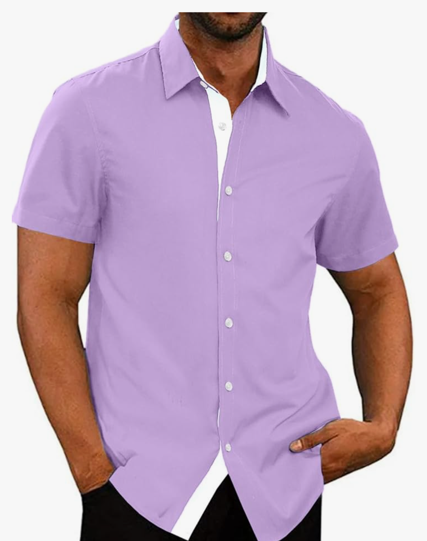 JMIERR Men's Casual Button Down Shirts Wrinkle-Free Short Sleeve Business Dress Shirt
Size XL