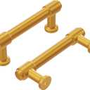 Hickory Hardware 10 Pack Solid Core Kitchen Cabinet Pulls, Luxury Cabinet Handles, Hardware for Doors & Dresser Drawers, 3 Inch Hole Center, Brushed Golden Brass, Piper Collection