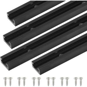 T Tracks Woodworking Aluminum 12 inch Black 4 Pack with Screws for Universal T-Track Accessories
