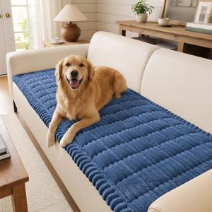 decorUhome Couch Cover for Dogs, Non-Slip Fuzzy Pet Couch Covers for Sofa Pet Friendly, Soft Thick Dog Couch Covers Protector, Washable Sofa Slipcovers for 2 Cushion Sofa, Navy Blue, 27.6" x 59"
