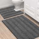 H.VERSAILTEX Bathroom Rugs Bath Rug Set 2 Piece Bathroom Contour Rug Toilet Mat Sets Non Slip Contour Bath Rug Ultra Thick Water Absorbent Striped Bath Mats Washable(36" x 24" Plus 20" x 24" U, Grey) 