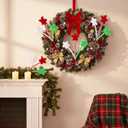 Jetec 6 Pcs Star Tree Picks for Christmas Tree Decorations, Green Red White 3 Head Woolen Star Picks, 14.9 Inch Plush Stars Ornaments Topper Branches for Xmas Home Office Vase Filler Party Supplies