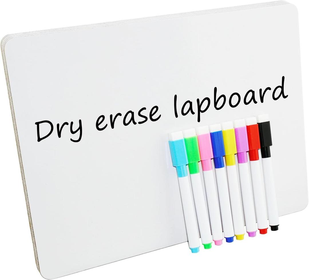 6 Pack Dry Erase LapBoards Double Sided 11.2 x 8.3 Inch Dry Erase Boards with 8 Pcs Markers Whiteboards for Office Students Classroom Teacher Supplies