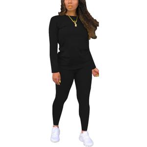 Nimsruc Two Piece Outfits For Women Casual Jogging Suit Sweatsuits Sets (XX-Large, 6540 Black)