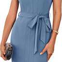 GRACE KARIN Women's Wear to Work Dresses Cap Sleeve Bodycon Midi Business Casual Outfits Office Attire Pencil Church Dress (Blue, L)