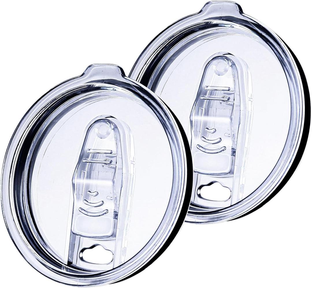 2 Pack 30 oz Tumbler Replacement Lids Plastic Splash Covers tops for 30 oz coffee cup lids Clear Cup Covers for Inner diameter 3.62 to 3.66 Inch Mouth Tumbler Cooler
