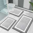 OLANLY Bathroom Rugs Sets 3 Piece, Soft Absorbent Microfiber Bath Mats and U-Shaped Contour Toilet Rug, Home Decor Accessories, Non-Slip, Bath Mat Set for Bathroom (30"x20"+24"x16"+24"x20", Grey)