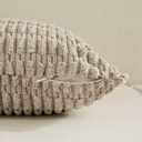 Fancy Homi Set of 4 Grey and White Decorative Throw Pillow Covers 12x12 Inch for Couch Bed Chair, Modern Farmhouse Boho Room Decor, Soft Fuzzy Double Sided Corduroy Textured Striped Cushion Case 30cm