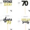 24 Pcs Glitter 70th Birthday Cupcake Toppers for Celebrating 70th Birthday Party Decorations for Seventy Years Old Birthday Party Supplies (Black&Gold)