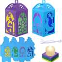 Simgoing 12 Sets Eid Mubarak Crafts with LED Candles Lights DIY Ramadan Tissue Paper Lanterns Crafts Kits DIY Make Your Own Moon Star Lanterns for Ramadan Mubarak Party Decor Classroom Activities