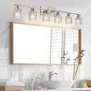 MELUCEE 6 Lights Bathroom Lighting Fixtures Over Mirror Brushed Nickel with Hammered Glass Shade, Vanity Light Indoor Wall Mounted Lamp for Bathroom Bedroom Kitchen