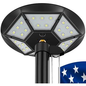 Flag Pole Light Solar Powered, 3000lm Flagpole Light Outdoor IP67 Waterproof Dusk to Dawn for 24 Hours Double Lighting Coverage (Black)