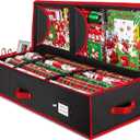 ZOBER Gift Wrapping Paper Organizer Storage - 40" Gift Wrap Storage Containers with Interior Pockets for Bows, Tags & Ribbons - Wrapping Paper Holder, 600D Oxford, Fits 24 Standard Rolls, Black/Red