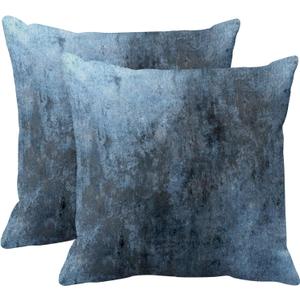 Emvency Set of 2 Blue Painting Throw Pillow Covers Contemporary Line Brown Abstract Modern Design Retro Decorative Pillow Case Home Decor Standard Square 18x18 Inch Cushion Pillowcase